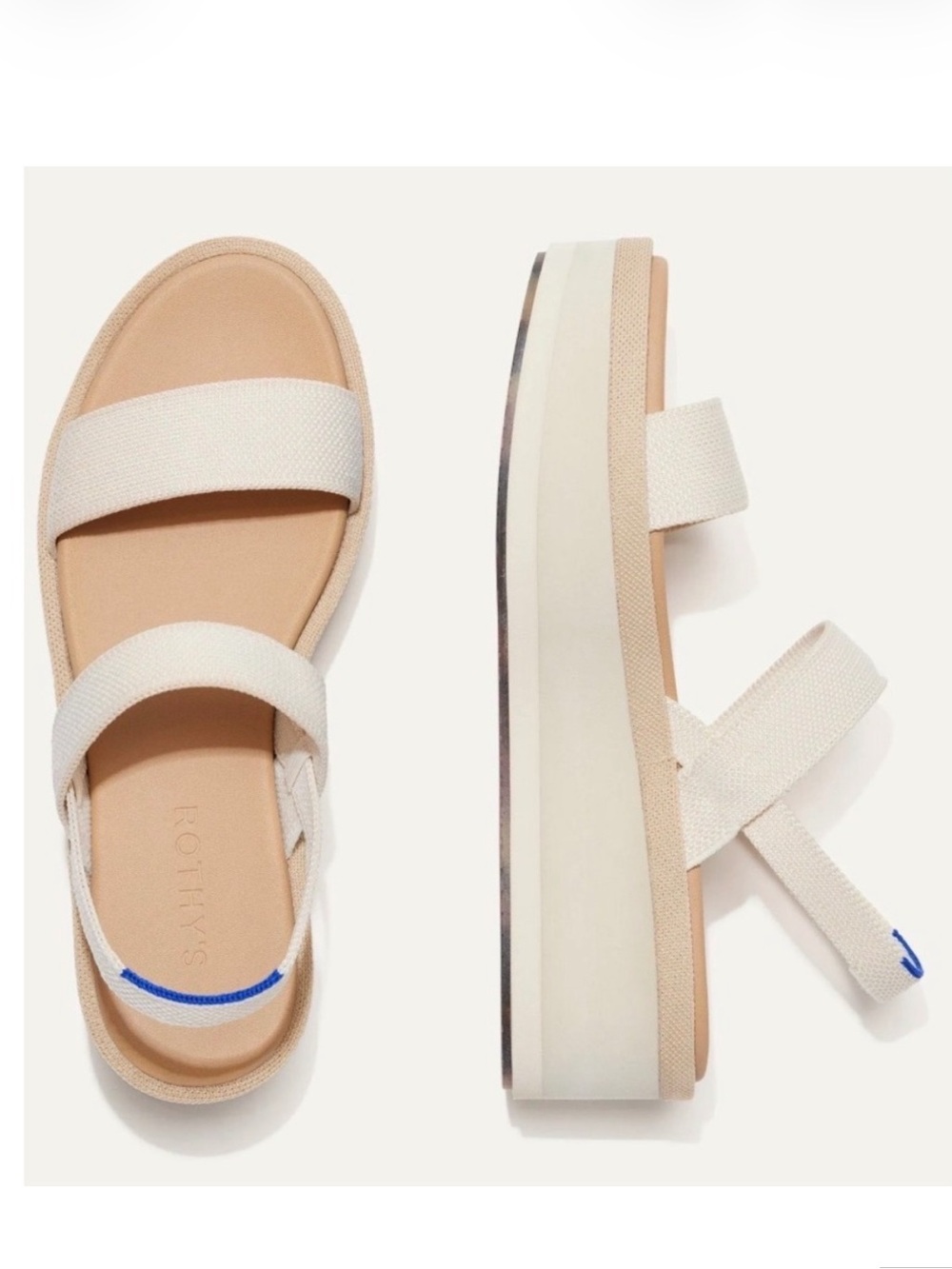 ROTHYS Lightweight Wedge Platform Sandal Beige Sand Size 9 new